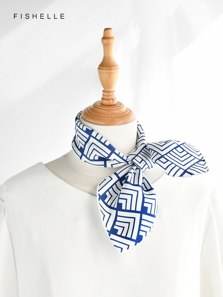 Geometric printed real silk tw - Scarf Silk Square 评论和价格