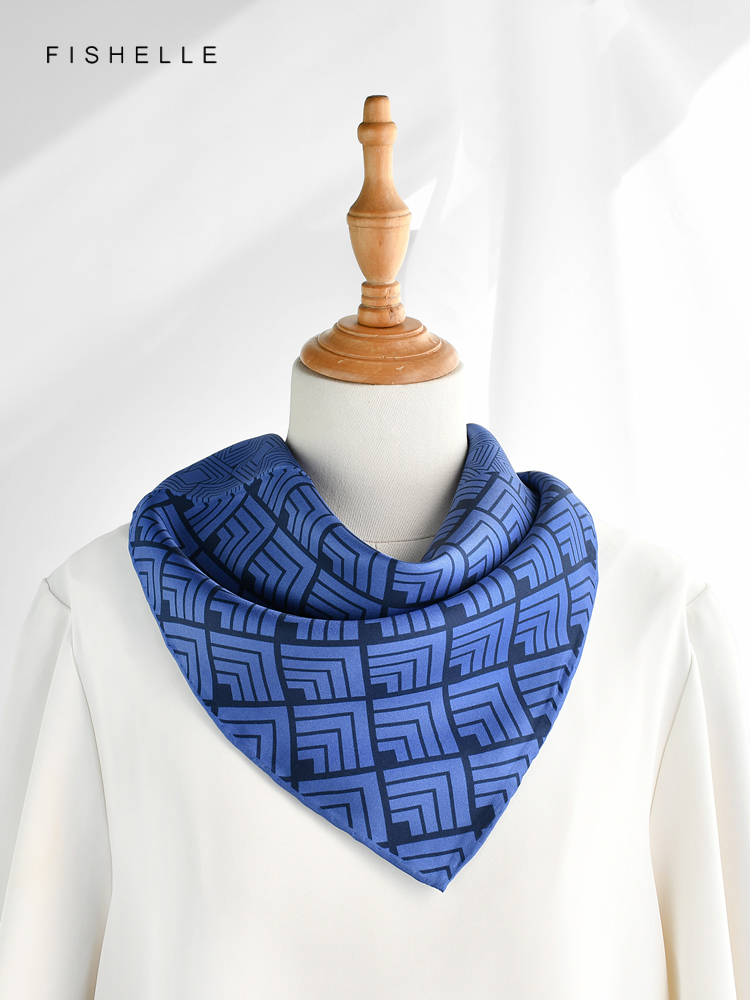 Geometric printed real silk tw - Scarf Silk Square 评论和价格