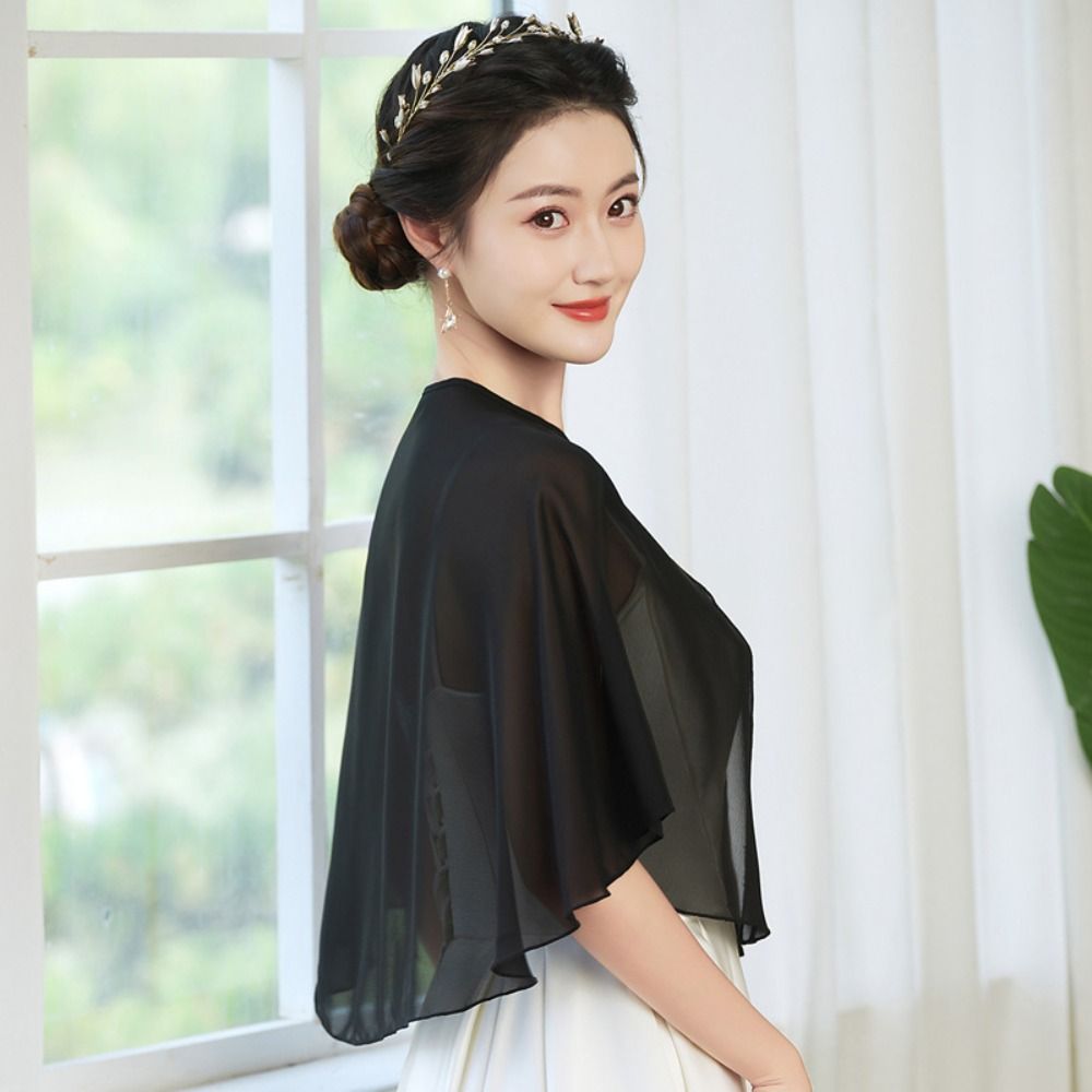 Vintage Sheer Chiffon Capelet  - Stole Wedding Shawl 评论和价格